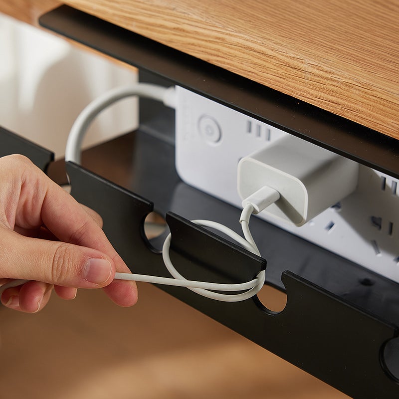 Under-table cable rack socket organizing rack wire fixed storage slot computer desk socket fixed punch-free storage rack(Black) - Image 4