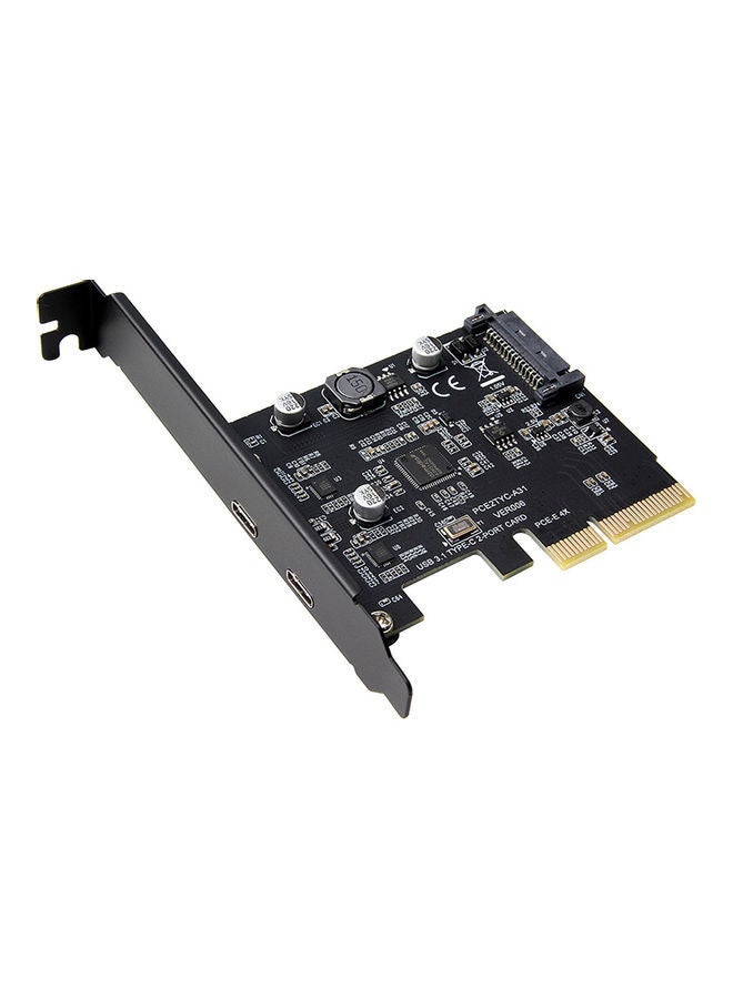 NIBEMINENT PCI-E 4X To Dual Type-C Adapter Card Black - Image 1