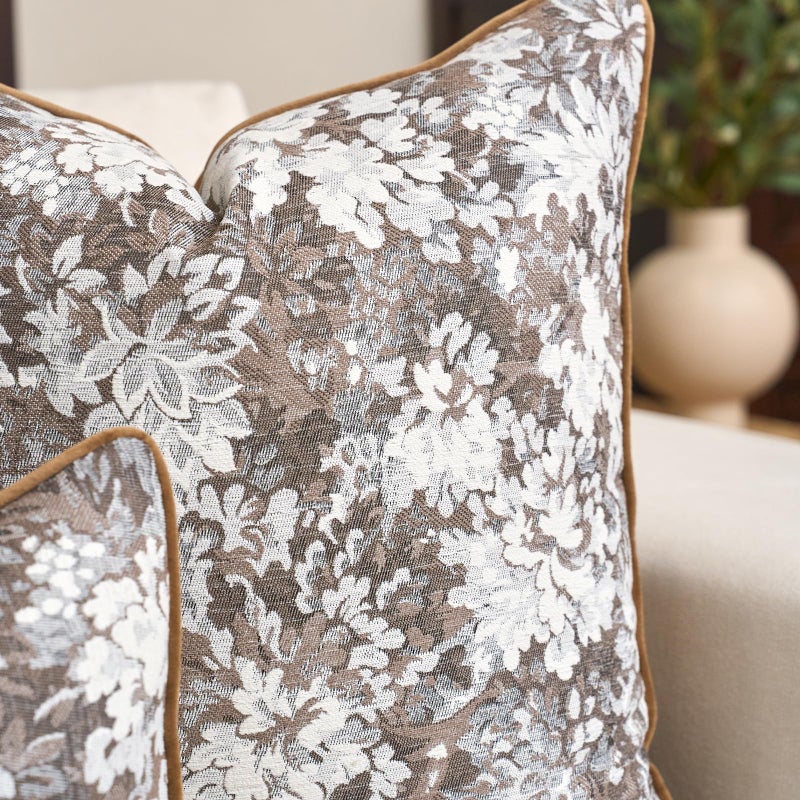 Alerfa Brown Neutral Floral Pillow Cover 12 x 20 Inch, Vintage Chenille Rectangle Couch Pillow Cover Soft Decorative Farmhouse Accent Pillowcase for Living Room Bedroom - Image 3