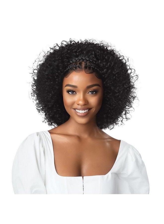 Outre باروكة أمامية من الدانتيل 13X2 مصففة مسبقًا مع رباط رأس مضفر مجاني، دانتيل شفاف عالي الدقة، ضفيرة هالة 14 إنش (1B) - Image 2