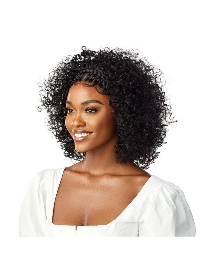 Outre باروكة أمامية من الدانتيل 13X2 مصففة مسبقًا مع رباط رأس مضفر مجاني، دانتيل شفاف عالي الدقة، ضفيرة هالة 14 إنش (1B) - Image 5