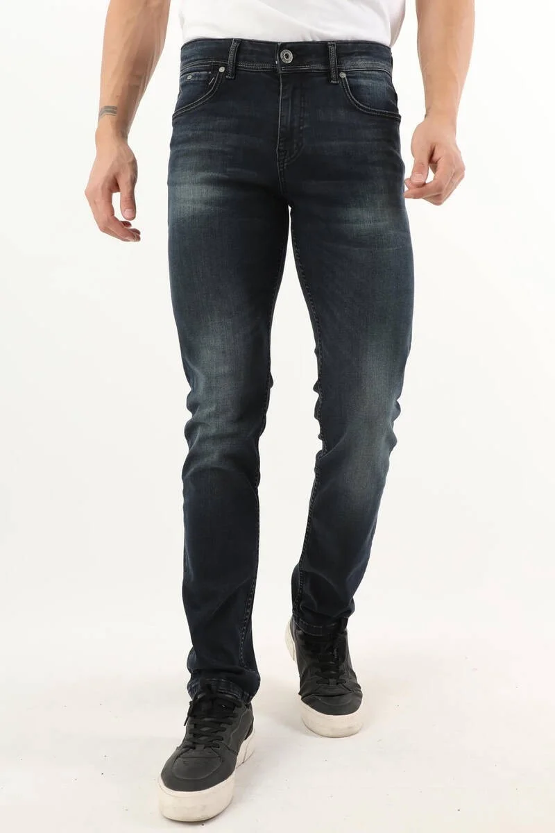 باني جينز Men Mid Waist Ground Jeans Navy Blue