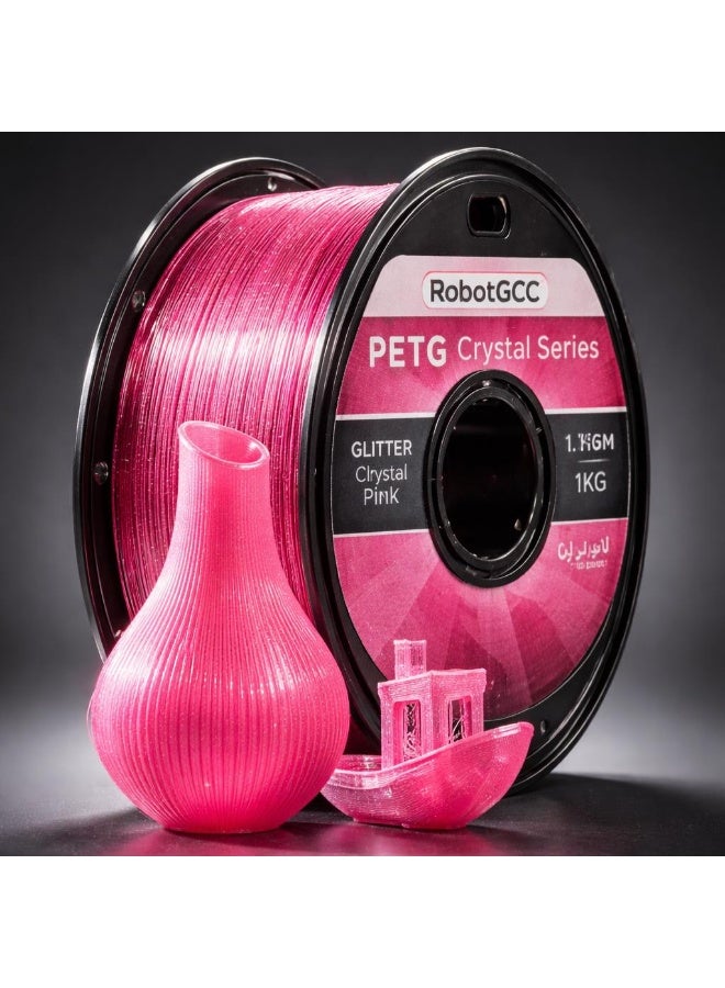 robotgcc PETG Glitter Pink 3D Printing Material 1.75mm 1KG Shiny Sparkle Effect Elegant Bright Color High Strength Durable Smooth Extrusion Low Warping Strong Layer Adhesion Chemical Resistance Easy Print for FDM 3D Printer Creative Design Decorative Models Prototyping - Image 2