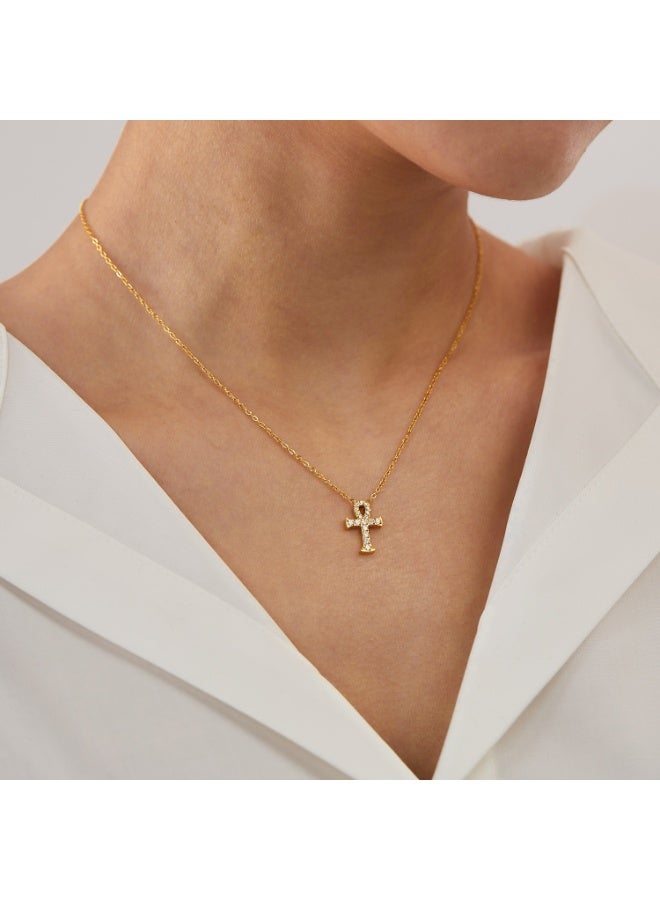Gold Stainless Steel Cross Pendant Necklace with Zirconia - Religious Jewelry for Men & Women, Hip Hop Bling Chain with Cubic Zirconia Stones,  Adjustable Unisex Gift  - Image 3