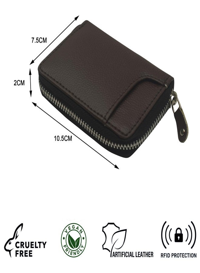 GREEN DRAGONFLY PU Leaher Card Holder for Men/Card Holder for Women,Credit Card Holder Wallet for Men(NMB/202306689-Coffee Brown) - Image 5