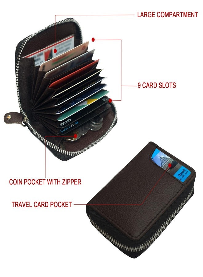 GREEN DRAGONFLY PU Leaher Card Holder for Men/Card Holder for Women,Credit Card Holder Wallet for Men(NMB/202306689-Coffee Brown) - Image 2