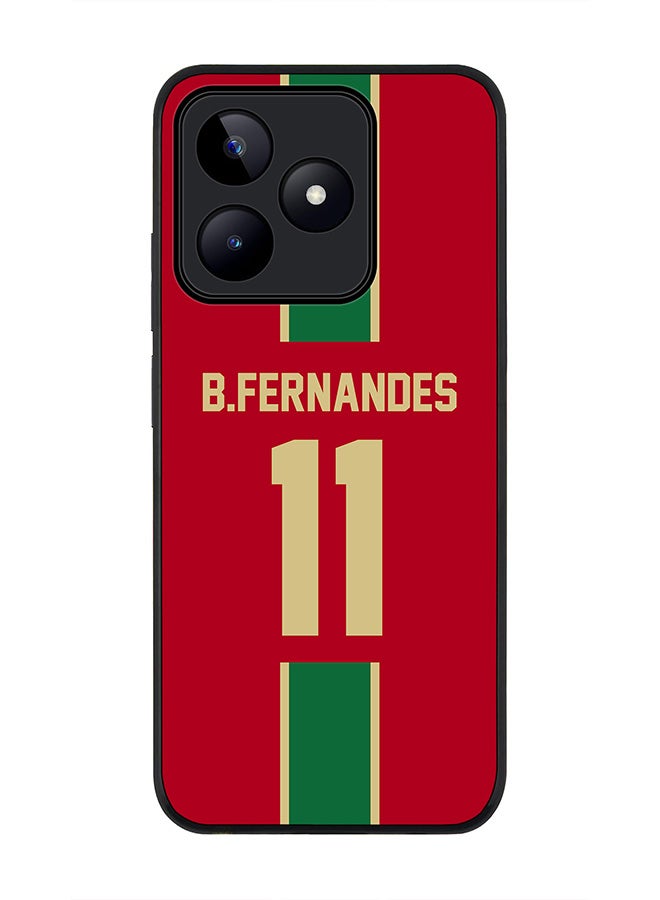 Stylizedd Rugged Black edge case for Realme C51 / Realme Note 50 4G, Slim fit Soft Cover -Football Team -Portugal, Player Name - B.Fernandes - Image 1