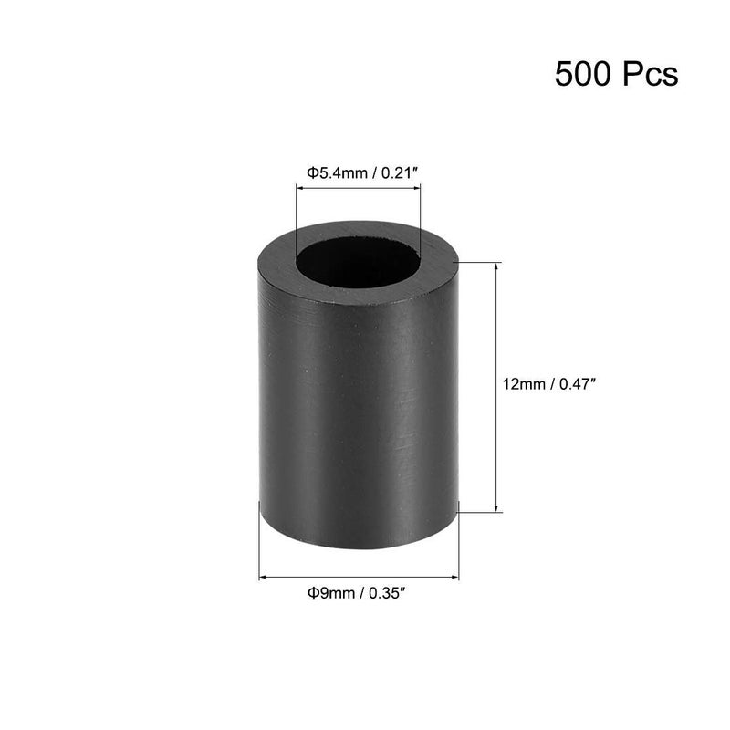 ABS Black Spacer Washer 5 4mm ID 9mm OD 12mm Length Unthreaded for M5 Screws 500Pcs - Image 3