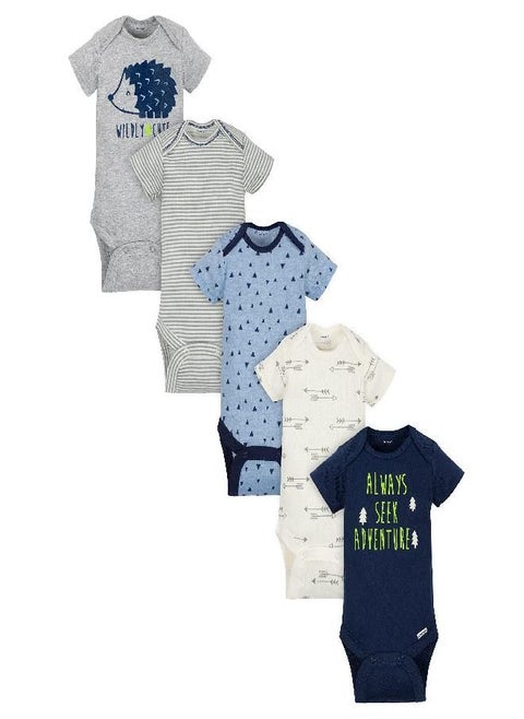Gerber Baby Boys 5-Pack Short Sleeve Variety Onesies Bodysuits Hedgehog 3-6 Months