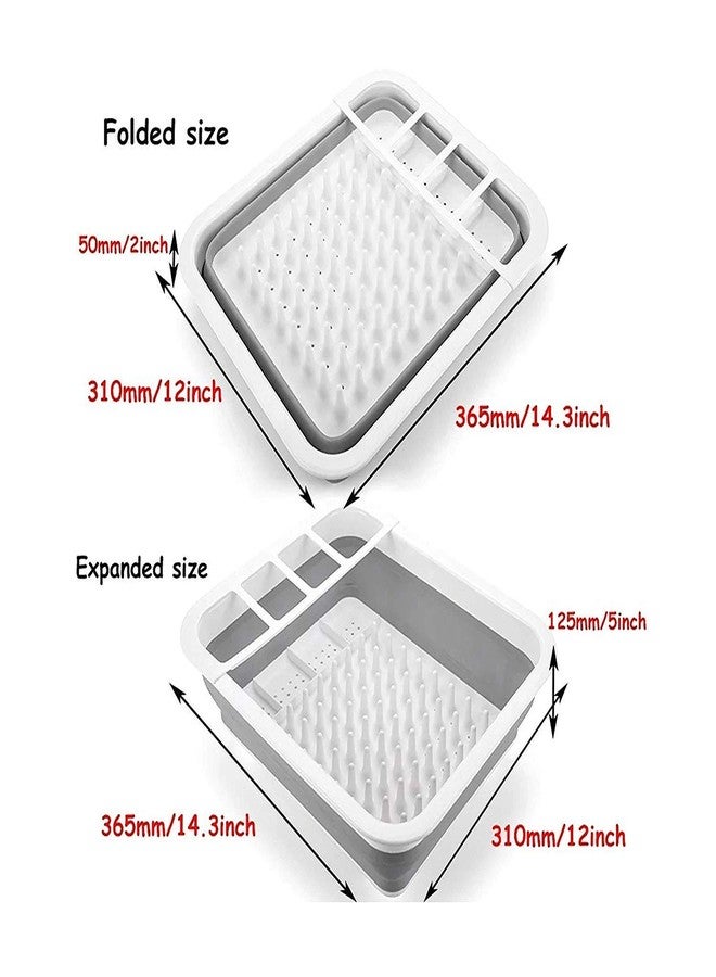 VENIVA Collapsible Dish Drying Rack with Utensil Holder, Foldable Tray Organiser, Grey and White, 36.5 x 31 x 12.5 cm - Image 4