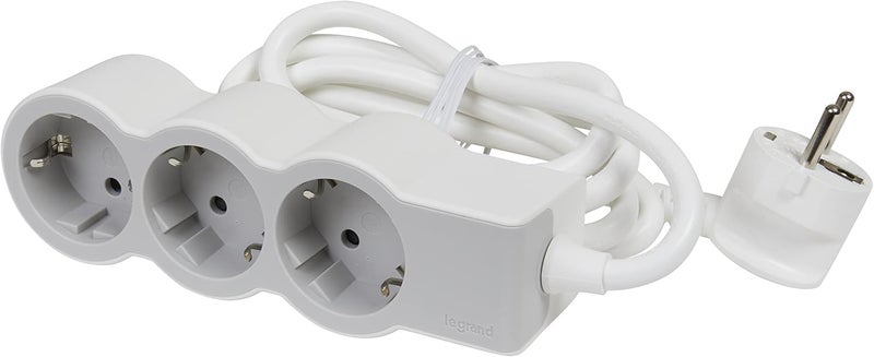 Legrand , 694549 Flat Socket 3-Way Socket Multiple Power Strip 1.5 m Cable Length Ultra White Grey - Image 2