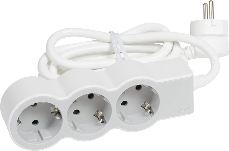 Legrand , 694549 Flat Socket 3-Way Socket Multiple Power Strip 1.5 m Cable Length Ultra White Grey - Image 3