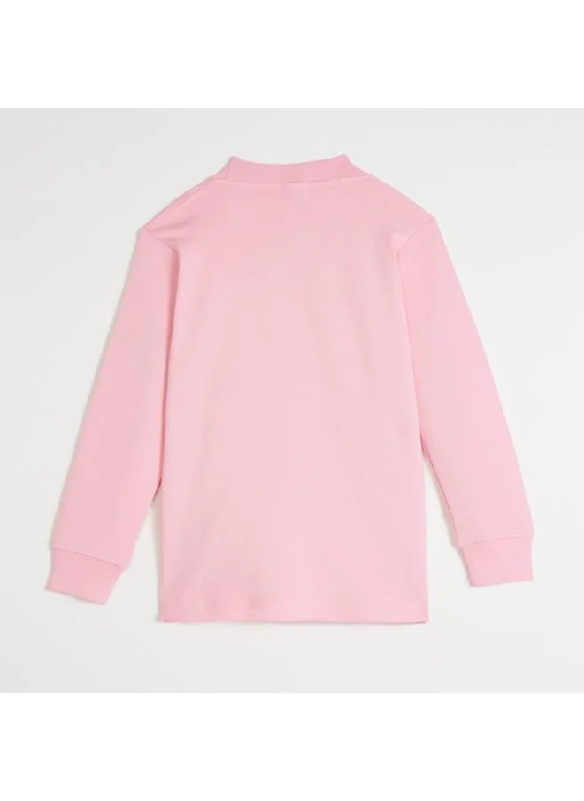 جون June Turtle Neck Basic Kids Long Sleeve Cotton Tshirt Pink