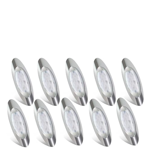 Wodvyss 10pcs 6.5" LED Amber Marker Lights, Oval Amber 16LED Side Marker Clearance Lights with Chrome Bezel Replacement for Truck Peterbilt Kenworth Freightliner,Clear Lens - Image 1