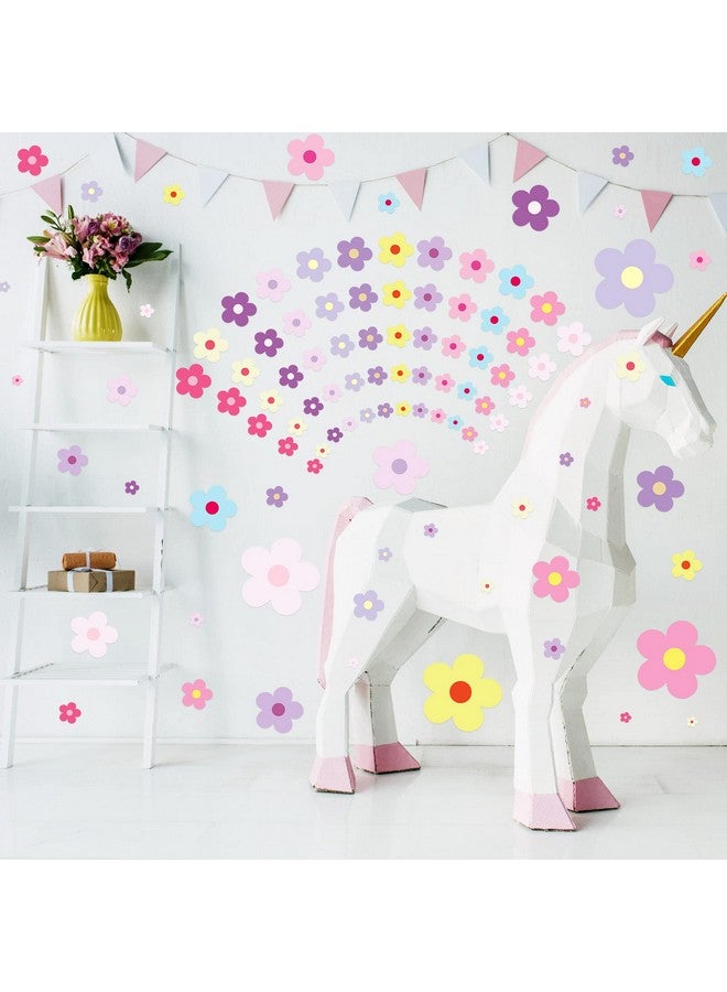 TaoBary ملصقات حائط زهور لطيفة من تاو باري 288 قطعة ملصق حائط ملون من الفينيل قابل للإزالة واللصق ملصقات هيبي عصرية زهور جمالية لتزيين غرفة الأطفال وغرفة النوم (9.1 × 11.4 بوصة، ألوان جميلة) - Image 5