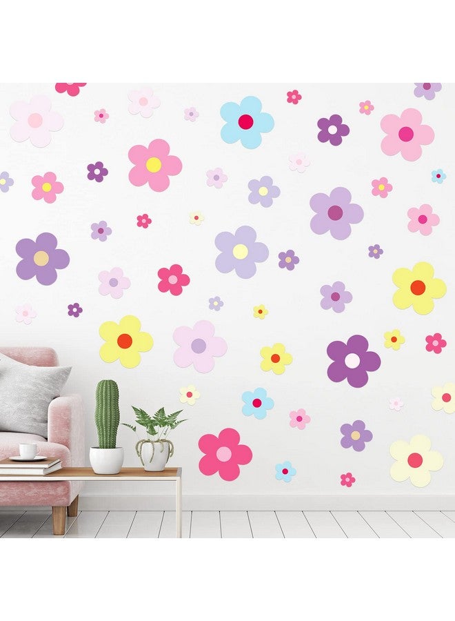 TaoBary ملصقات حائط زهور لطيفة من تاو باري 288 قطعة ملصق حائط ملون من الفينيل قابل للإزالة واللصق ملصقات هيبي عصرية زهور جمالية لتزيين غرفة الأطفال وغرفة النوم (9.1 × 11.4 بوصة، ألوان جميلة) - Image 1