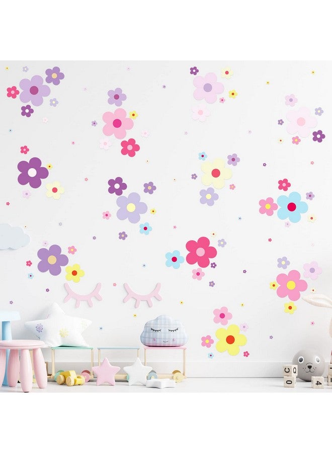TaoBary ملصقات حائط زهور لطيفة من تاو باري 288 قطعة ملصق حائط ملون من الفينيل قابل للإزالة واللصق ملصقات هيبي عصرية زهور جمالية لتزيين غرفة الأطفال وغرفة النوم (9.1 × 11.4 بوصة، ألوان جميلة) - Image 4