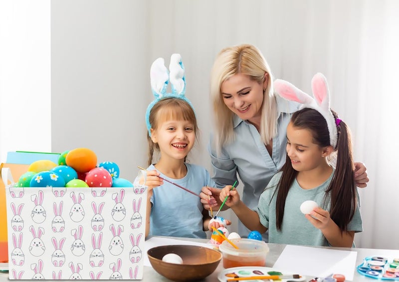 HKEC Rectangle Easter Gift Basket Empty,Collapsible Kids Toys Bin for Playroom/Bedroom,Room Decor(Bunny) - Image 3