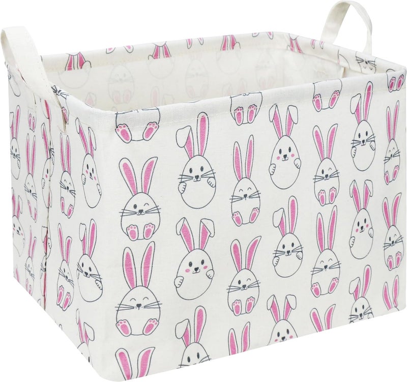 HKEC Rectangle Easter Gift Basket Empty,Collapsible Kids Toys Bin for Playroom/Bedroom,Room Decor(Bunny) - Image 1
