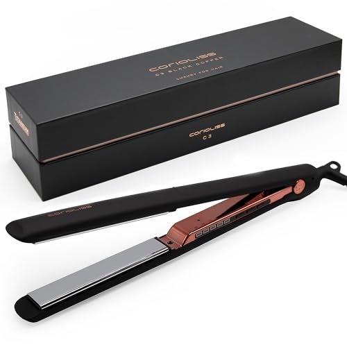 Corioliss C3 Hair Straightener Flat Iron Professional for Hair Titanium Plates Control Temperature Women (Black Copper Soft Touch) - Image 1