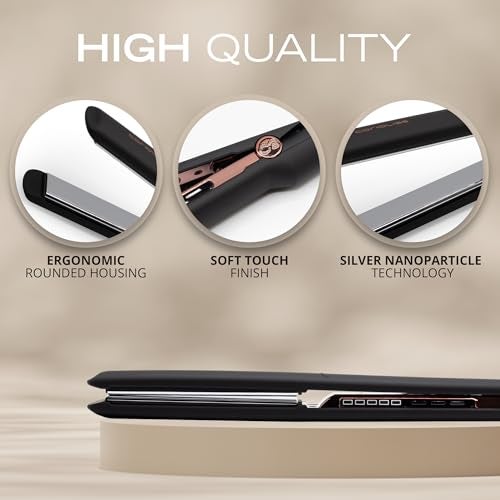 Corioliss C3 Hair Straightener Flat Iron Professional for Hair Titanium Plates Control Temperature Women (Black Copper Soft Touch) - Image 4