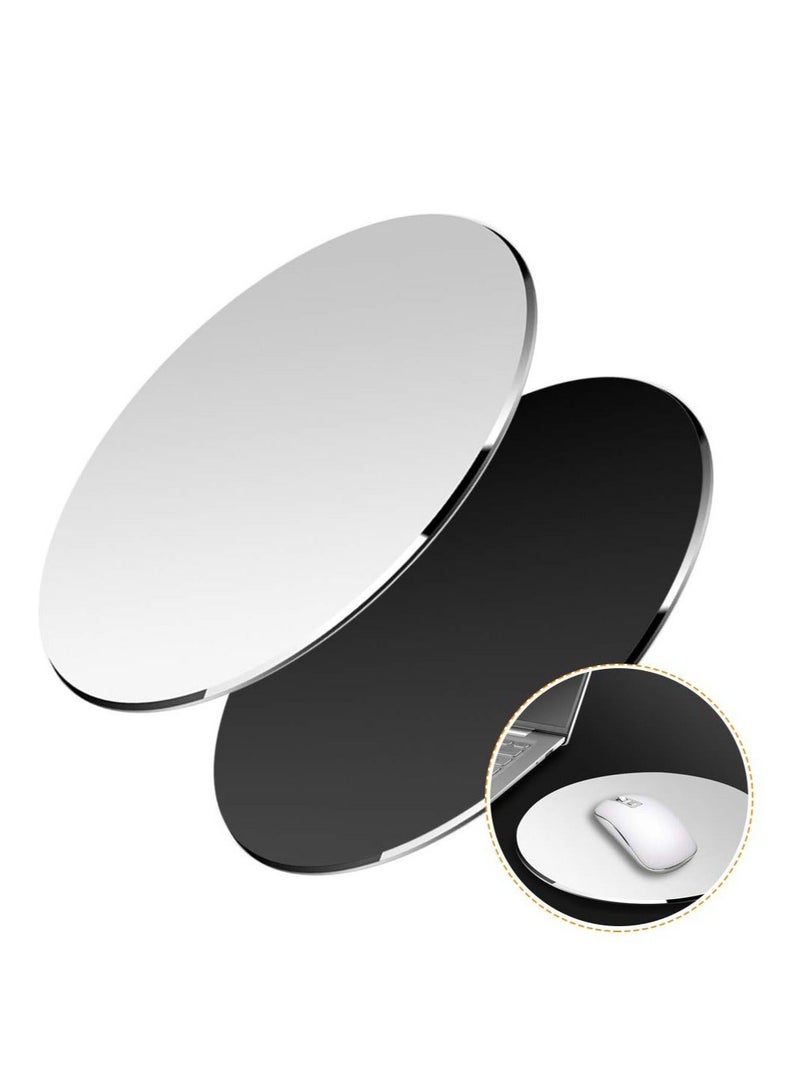 Captaintech 2 Pack Aluminum Mouse Pad, 7.8Inch Smooth Magic Ultra Thin Round Double Side Mouse Mat for Fast and Accurate Control(Silver, Black) - Image 4