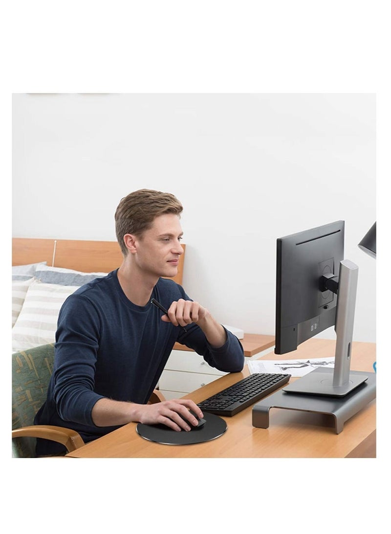 Captaintech 2 Pack Aluminum Mouse Pad, 7.8Inch Smooth Magic Ultra Thin Round Double Side Mouse Mat for Fast and Accurate Control(Silver, Black) - Image 2