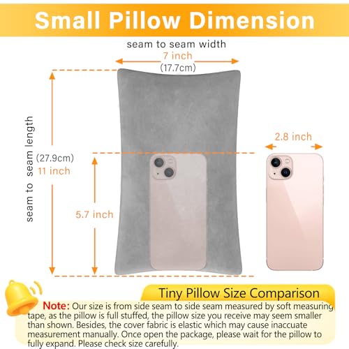 1 MIDDLE ONE 2 Pack Small Pillow, Memory Foam Mini Pillow 11 X 7 Inches for Travel, Sleeping, Nap and Neck, Knee, Lumbar Support, Tiny Cushion for Pet, Dogs (Grey) - Image 3