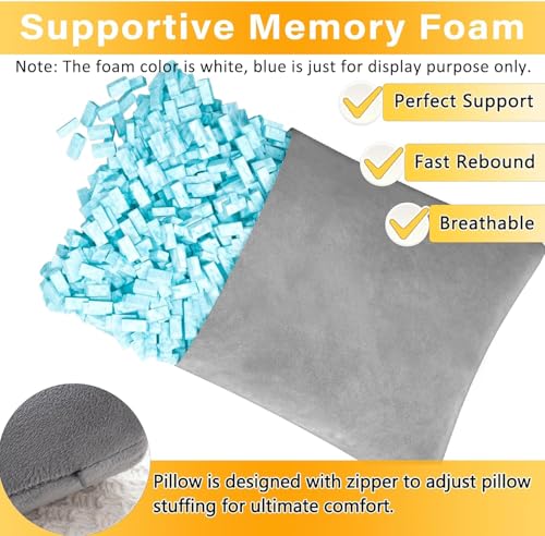 1 MIDDLE ONE 2 Pack Small Pillow, Memory Foam Mini Pillow 11 X 7 Inches for Travel, Sleeping, Nap and Neck, Knee, Lumbar Support, Tiny Cushion for Pet, Dogs (Grey) - Image 2