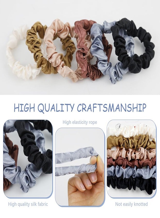 MAYCREATE® 6Pcs Satin Hair Scrunchies for Women & Girls Soft Silk Elastic Hair Ties, Stylish 6 Colors Smooth Fabric Rubber Bands for Thick & Thin Hair, Elegant Daily & Party Hair Accessories Gift Set - Image 3
