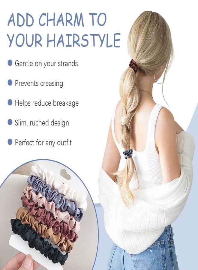 MAYCREATE® 6Pcs Satin Hair Scrunchies for Women & Girls Soft Silk Elastic Hair Ties, Stylish 6 Colors Smooth Fabric Rubber Bands for Thick & Thin Hair, Elegant Daily & Party Hair Accessories Gift Set - Image 4