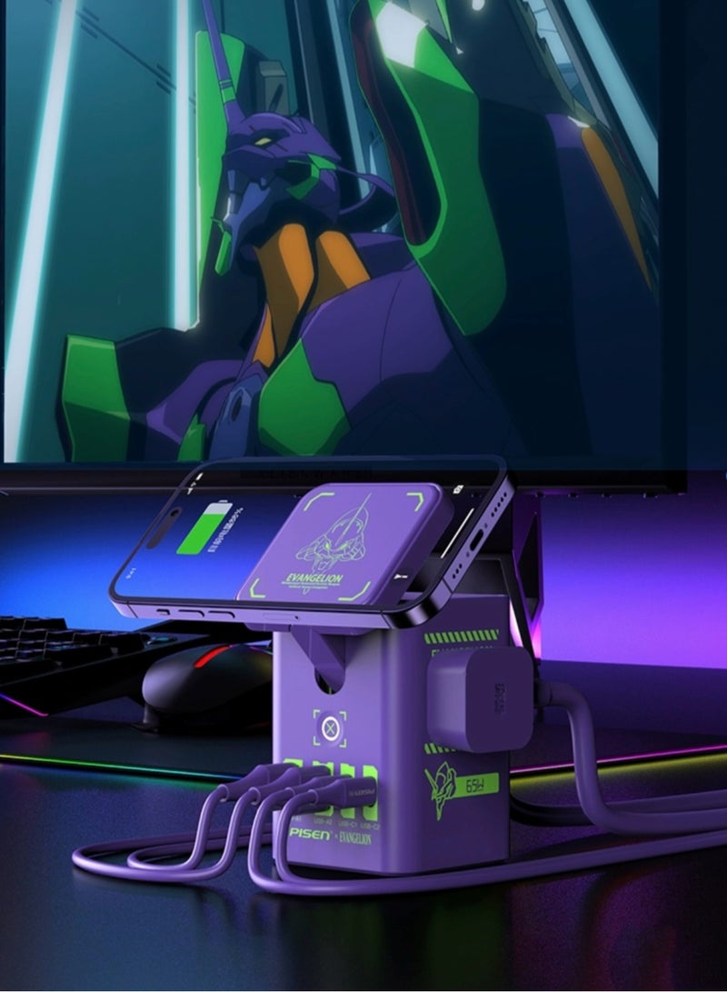 بايزن 65W GaN شحن سريع متعدد المنافذ لسطح المكتب - أرجواني - Image 3