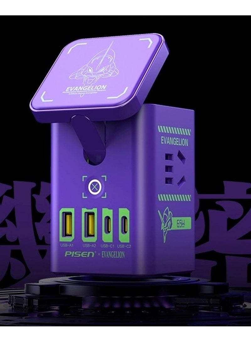 بايزن 65W GaN شحن سريع متعدد المنافذ لسطح المكتب - أرجواني - Image 4