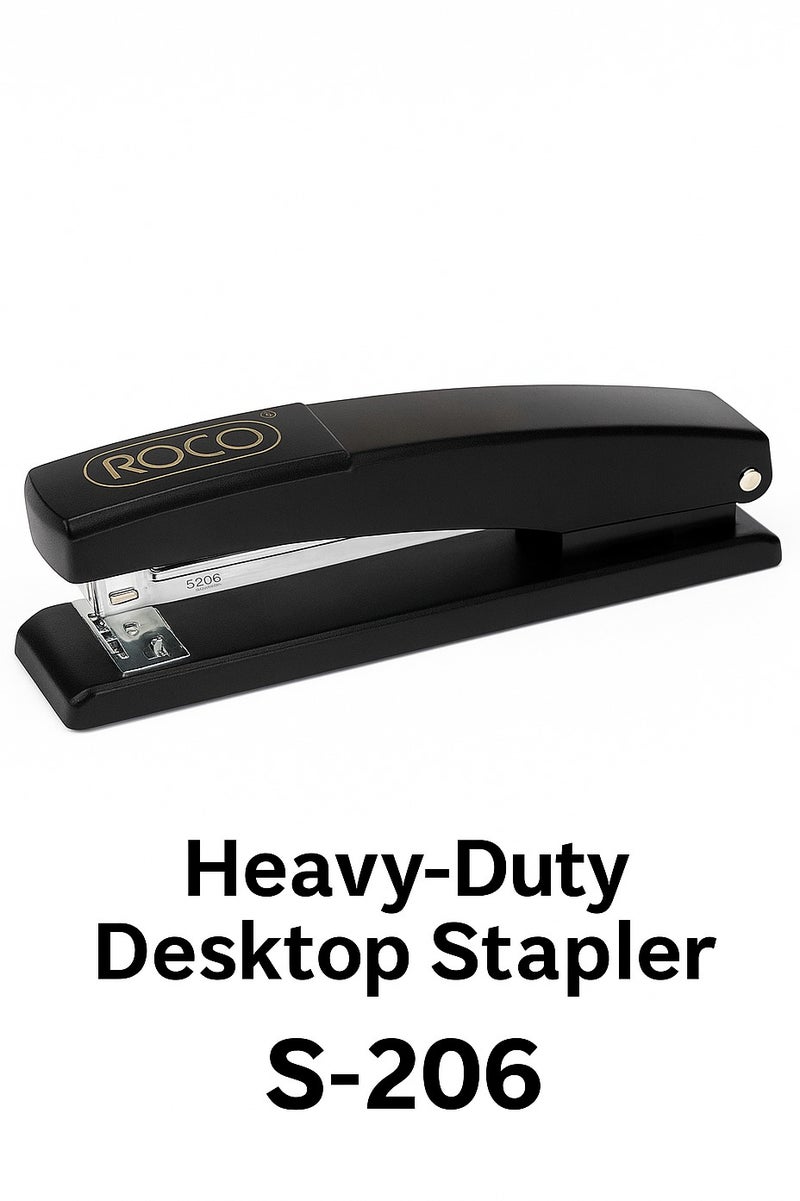 ROCO ROCO S-206 Heavy-Duty Desktop Stapler – 20 Sheet Capacity, Durable Metal Body – Black Color  - Image 1