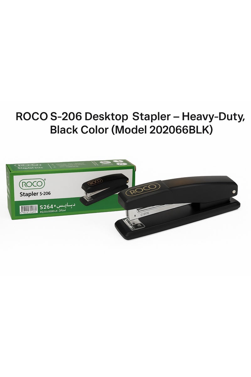 ROCO ROCO S-206 Heavy-Duty Desktop Stapler – 20 Sheet Capacity, Durable Metal Body – Black Color  - Image 2
