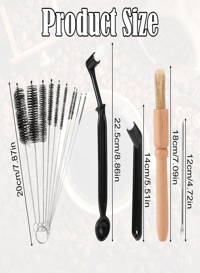 Sinbana 14pcs Coffee Machine Cleaning Brush Set, Wood & Plastic Espresso Grinder Maker Cleaner Kit Multifunctional Brushes for Portafilter Burrs Mugs Bottles Home & Commercial Use - Image 2