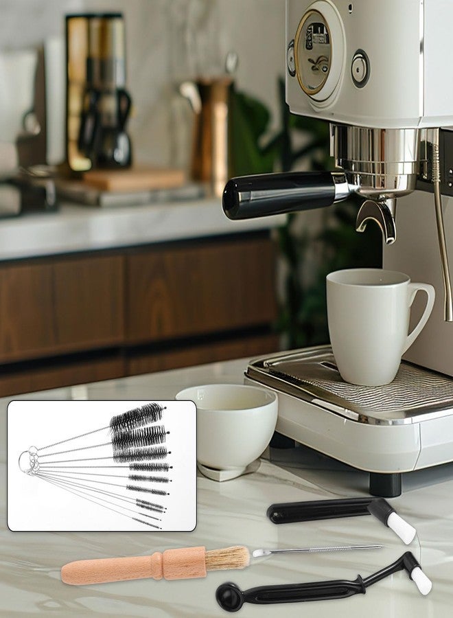 Sinbana 14pcs Coffee Machine Cleaning Brush Set, Wood & Plastic Espresso Grinder Maker Cleaner Kit Multifunctional Brushes for Portafilter Burrs Mugs Bottles Home & Commercial Use - Image 5