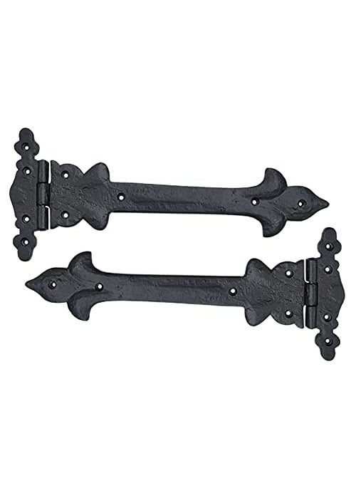 Adonai Hardware Adonai Hardware Adonijah Antique Cast Iron Strap T Hinge 12 X 2 Pack Matte Black for Barn Doors Gates Shutters Garages Wooden Box Fences Sheds Furniture Chest and Trunks  - Image 1