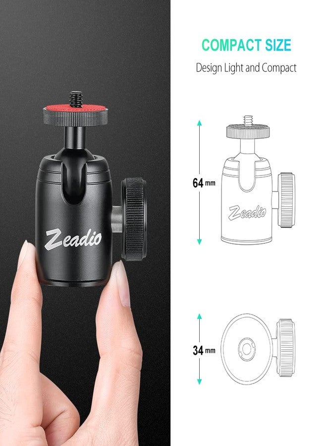 Zeadio Mini Ball Head, with 1/4'' & 3/8'' Screw Mount for DSLR, Camcorder & More - Image 5