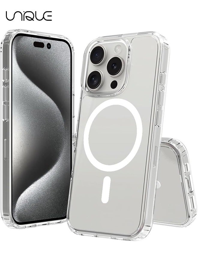 Unique Compatible with iPhone 16 Pro Max Case, MagSafe Compatible Case, Shockproof Protection, Strong Magnetic Slim Phone Cover for iPhone 16 Pro Max (Clear) - Image 1