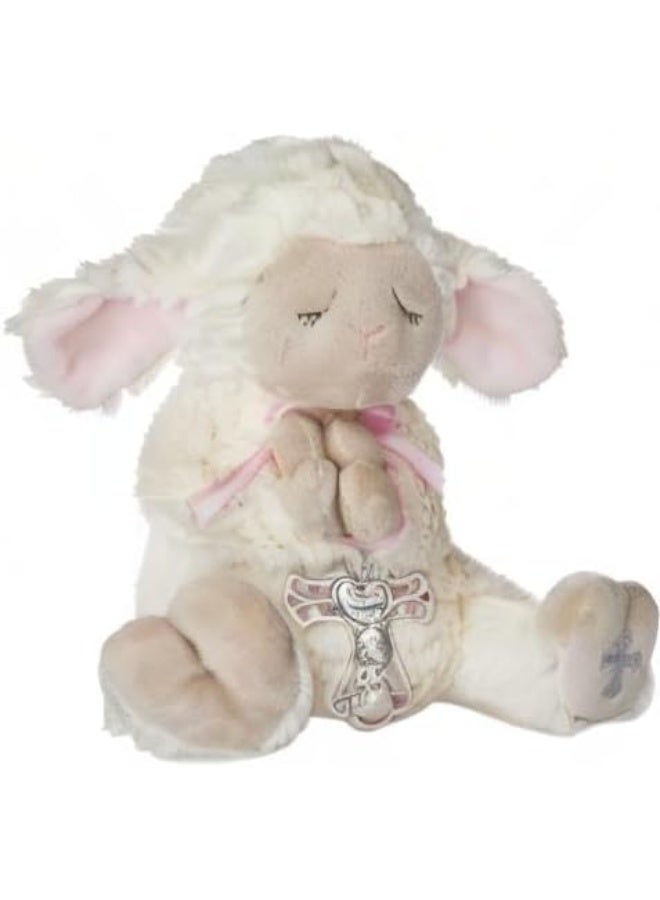 Ganz Serenity Lamb with Crib Cross Christening or Baptism Gift, Pink