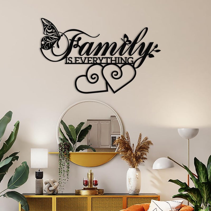 XORT Family Sign Metal Wall Art, Family Wall Decor - Everything Sign for Living Room, Bedroom - Black, 16 x 10 inch - Image 3