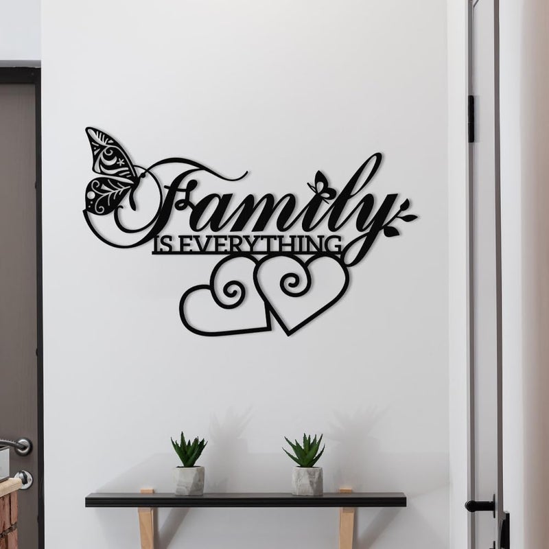 XORT Family Sign Metal Wall Art, Family Wall Decor - Everything Sign for Living Room, Bedroom - Black, 16 x 10 inch - Image 2