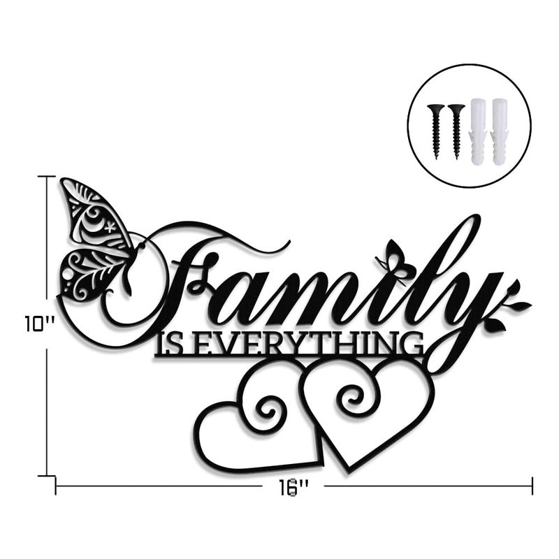 XORT Family Sign Metal Wall Art, Family Wall Decor - Everything Sign for Living Room, Bedroom - Black, 16 x 10 inch - Image 4