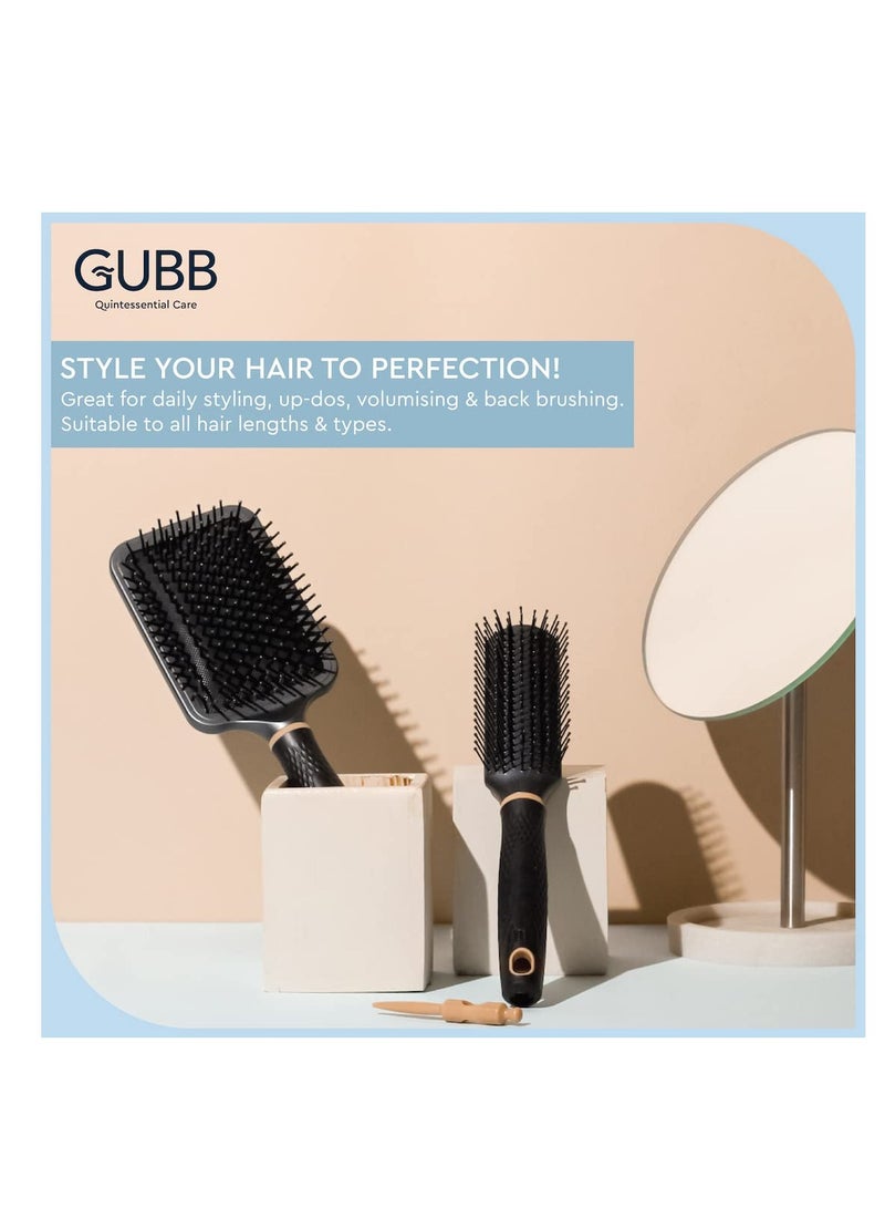 غوب فرشاة تصفيف الشعر من GUBB للرجال والنساء - رائعة لتصفيف الشعر |مثالية للتصفيف اليومي |تجعل الشعر ناعمًا وسهل التصفيف |متينة وقوية - فرشاة شعر مسطحة مع دبوس لتصفيف الشعر - مجموعة النخبة - Image 2