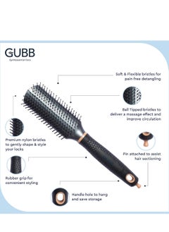 GUBB GUBB Styling Brush For Men & Women - Great for up-dos |Optimal for daily styling |Makes hair smooth and manageable |Durable and Sturdy - Flat Hair Brush With Pin For Hair Styling - Elite Range  - Image 3