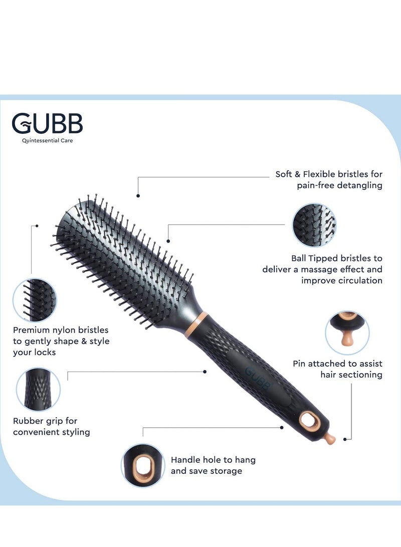 غوب فرشاة تصفيف الشعر من GUBB للرجال والنساء - رائعة لتصفيف الشعر |مثالية للتصفيف اليومي |تجعل الشعر ناعمًا وسهل التصفيف |متينة وقوية - فرشاة شعر مسطحة مع دبوس لتصفيف الشعر - مجموعة النخبة - Image 3