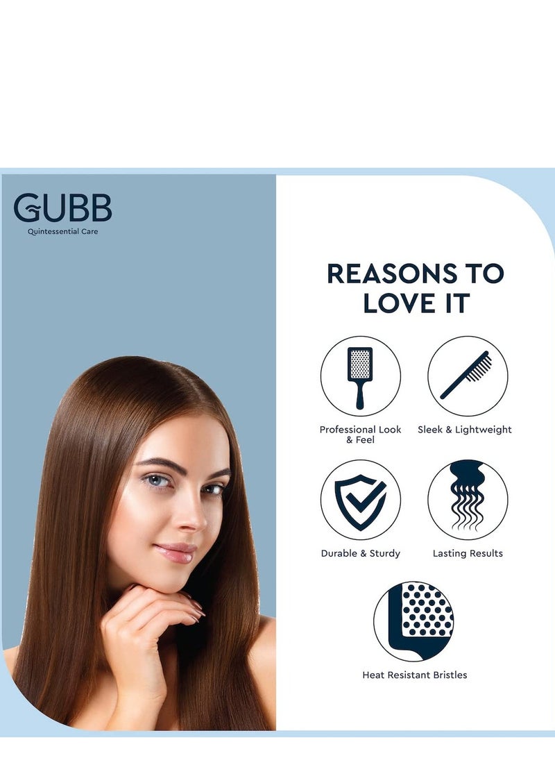 غوب فرشاة تصفيف الشعر من GUBB للرجال والنساء - رائعة لتصفيف الشعر |مثالية للتصفيف اليومي |تجعل الشعر ناعمًا وسهل التصفيف |متينة وقوية - فرشاة شعر مسطحة مع دبوس لتصفيف الشعر - مجموعة النخبة - Image 5