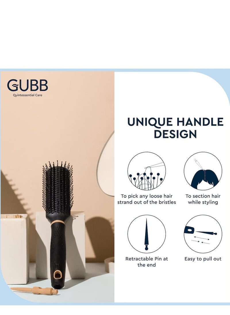 غوب فرشاة تصفيف الشعر من GUBB للرجال والنساء - رائعة لتصفيف الشعر |مثالية للتصفيف اليومي |تجعل الشعر ناعمًا وسهل التصفيف |متينة وقوية - فرشاة شعر مسطحة مع دبوس لتصفيف الشعر - مجموعة النخبة - Image 4