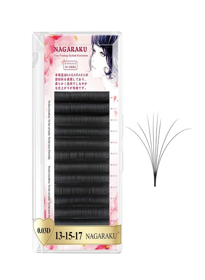 NAGARAKU Easy Fan Mega Volume Eyelash Extensions 0.03 C curl 13-15-17mm Mix Self Blooming Rapid Automatic Flower 3 Layers Soft Pre-glued Lashes - Image 1